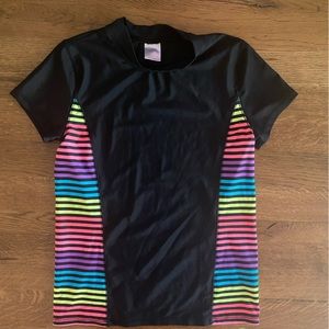Xhilaration girls XL (14-16) black and neon rash guard, worn once